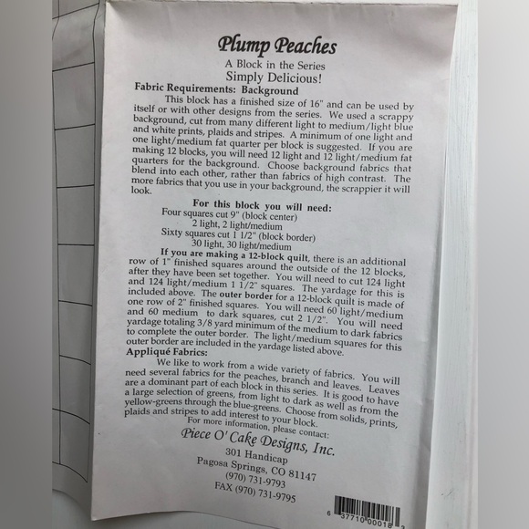 New Simply Delicious Quilt Block Patterns Plentiful Pears & Plump Peaches - Picture 6 of 11